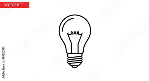 Simple Line Art Light Bulb Icon - Idea Symbol