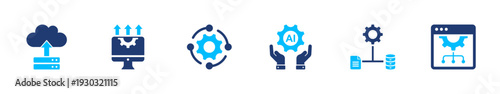 Digital transformation icon set. technology, innovation, automation, strategy, modernization. solid style icon collection.