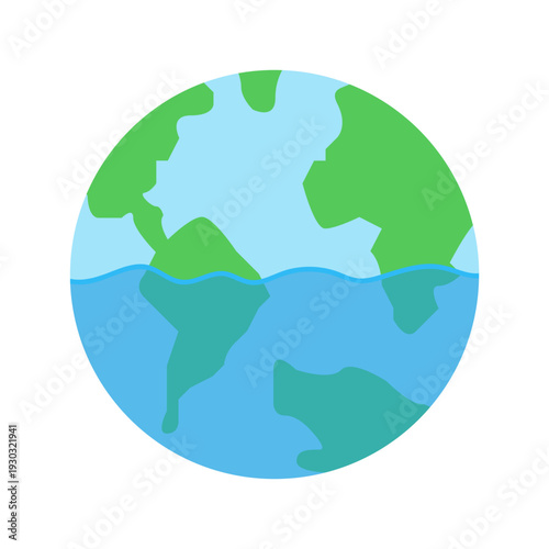 Earth Partially Submerged In Water