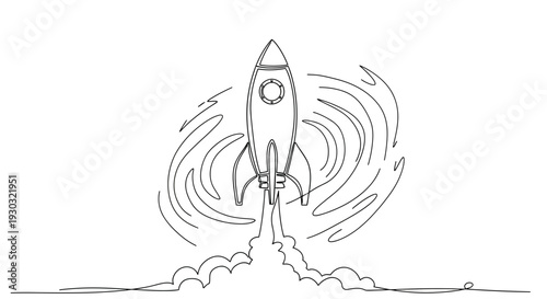 Rocket Launching, Space Exploration, Blast Off, Science Fiction, Abstract Swirls, Smoke