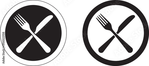Plate with crossed utensils fork knife symbol