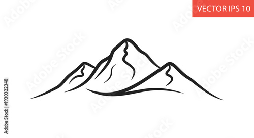 Minimalist Mountain Range Outline Vector Graphic