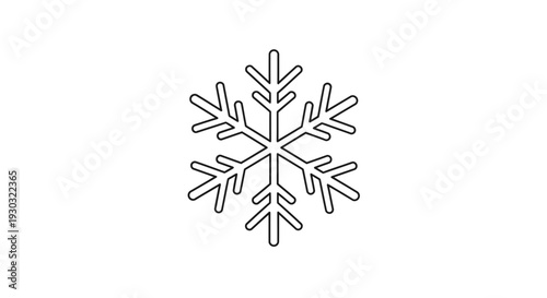 Simple Black Snowflake Icon on White Background, Winter Symbol, Cold Weather Graphic
