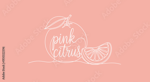 Minimalist Pink Citrus Logo Design with Fruit Slice on Pastel Background