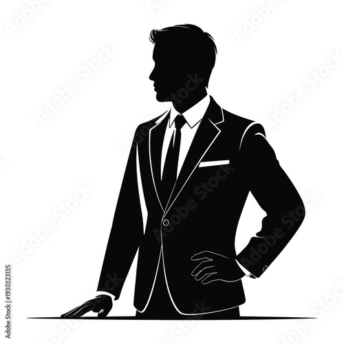 Restaurant manager Vector, Silhouette, Illustration