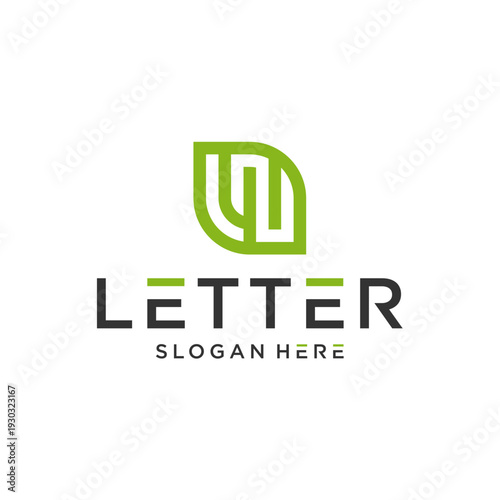 Creative, modern, elegant, trendy, unique, and artistic green, grey, and white initial letter LN NL L N icon logo design template. Creative initial N L symbol.