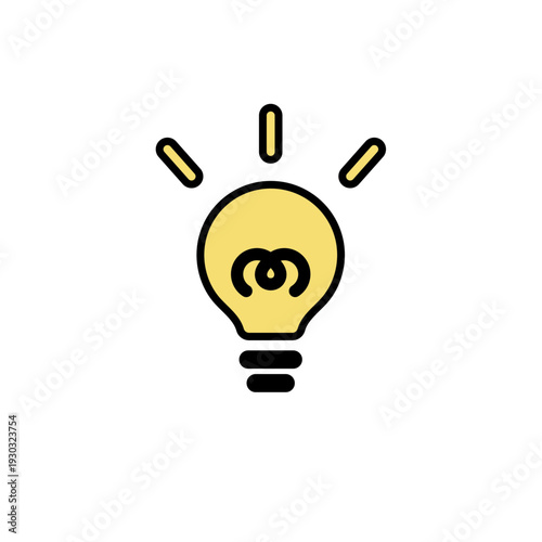 ひらめきを表す電球イラスト（黄色）