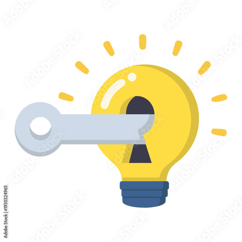 Key Unlocking a Light Bulb Idea