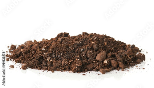 Wallpaper Mural Fresh earthy soil pile closeup isolated on white background, perfect for gardening, agriculture, compost, nature themes, and environmental education materials. Torontodigital.ca