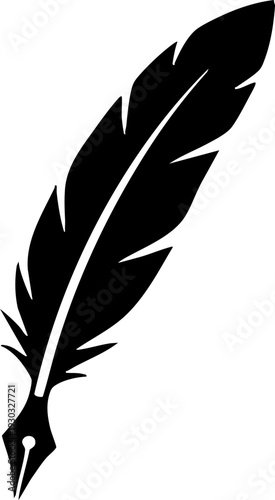 Elegant Black Feather Quill Pen Icon for Writing and Creativity