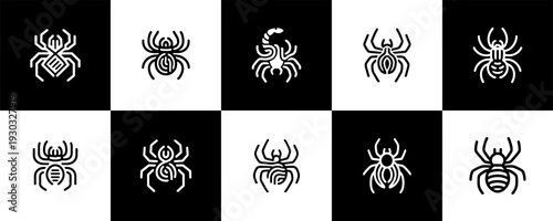 Icon Set Vector of 10 Spiders and Scorpion Creatures