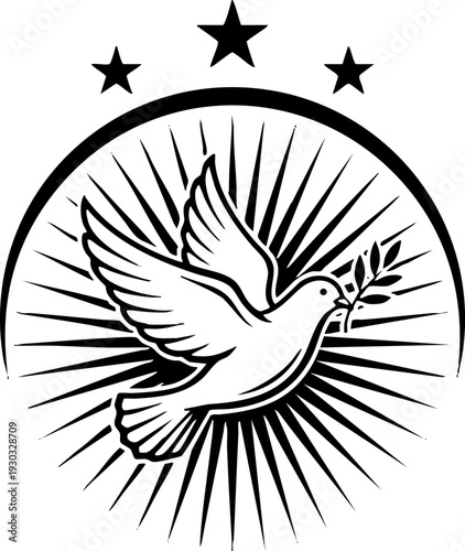 White Dove with Olive Branch Symbol of Peace and Hope