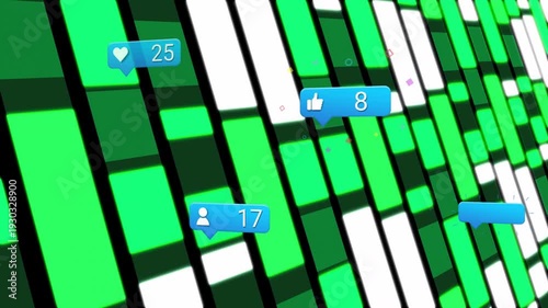 New badge popping triggers blue badges floating, clustering, scaling, fading to show engagement