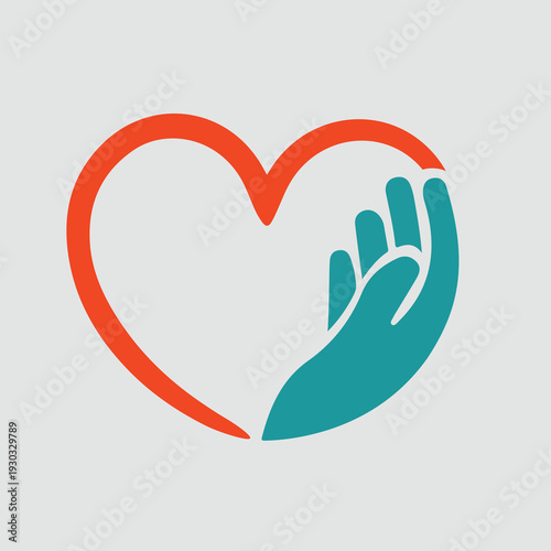 Charity icon vector, Heart holding hand icon, vector. 