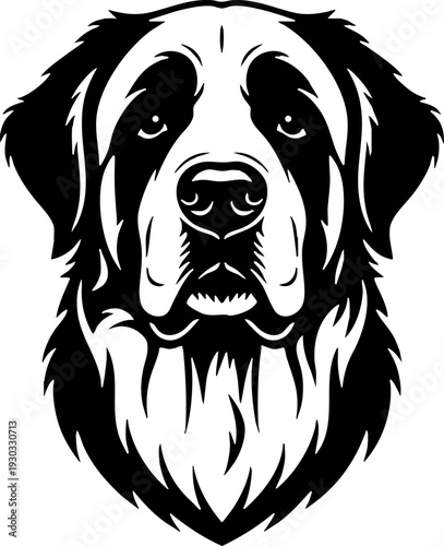 Dog Head Black and White Vector Illustration