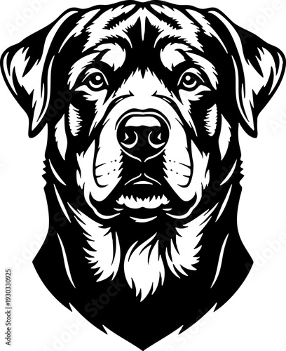 Strong Rottweiler Dog Head Isolated Vector Illustration