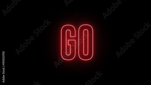 Neon glowing red 3 2 1 Go Countdown animation on black background for video intros and game start screens