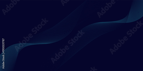 Dark abstract background with glowing wave. Shiny moving lines design element. Modern purple blue gradient flowing wave lines. Futuristic technology concept