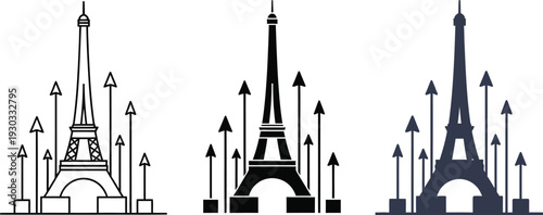 Eiffel tower silhouette variations
