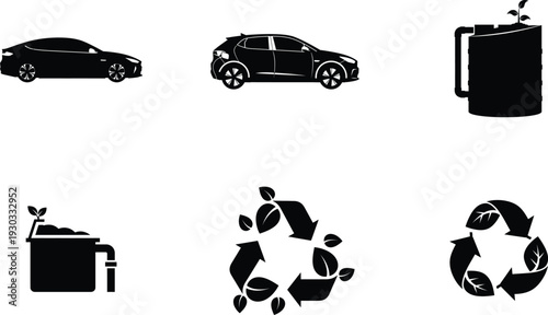 World environment day eco friendly transportation and recycling symbols