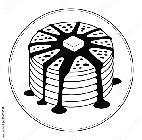 A Stack of Pancakes with Butter and Syrup on a Plate