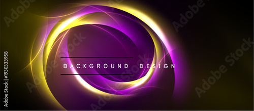 Bright concentric circles, purple center, gold outline. Dark background creates dramatic visual effect. Text reads background design.