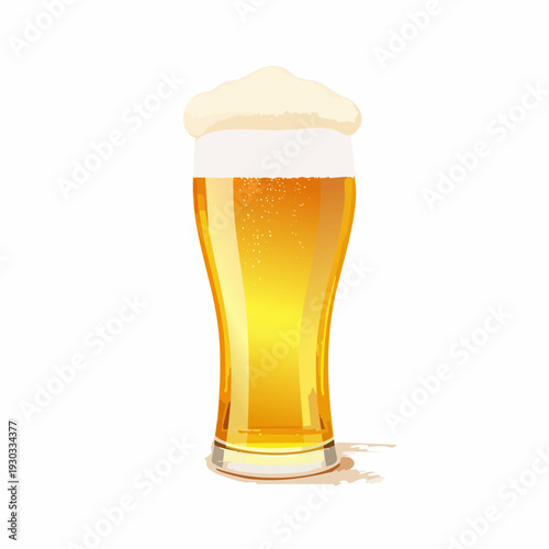 Fresh beer in a glass with foam on top ready to be enjoyed at a gathering or celebration