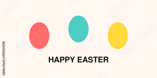 Happy Easter Greeting Card with Colorful Eggs