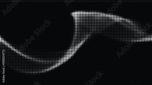 Abstract Halftone Wave Pattern Illustration on Black Background