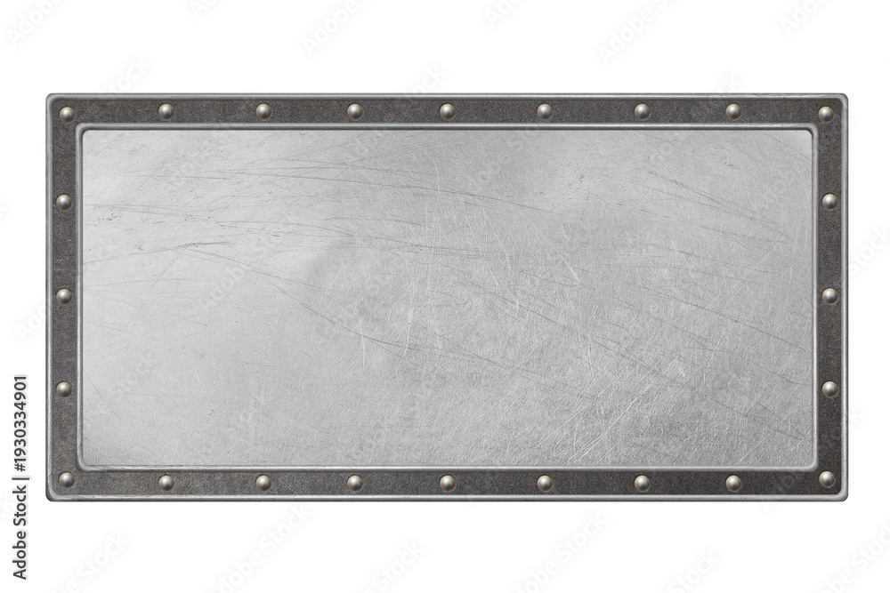 Fototapeta premium metal shield with rivets isolated on white