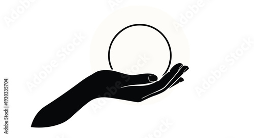 Open hand gently holding a radiant glowing circle, symbolizing hope and new beginnings.
