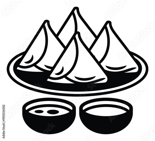 Stylized of Samosas with Dipping Sauces