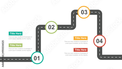 Numbered steps Road Map infographic