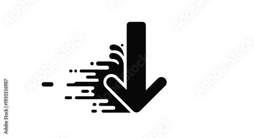 Dynamic downward arrow icon with motion blur effect