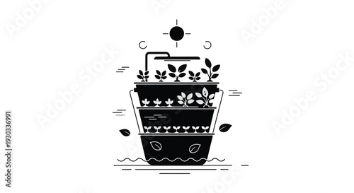 Vertical hydroponic garden system growing fresh plants indoors under artificial light.