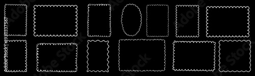 Collection of rectangle frames with wavy edges. wavy zigzag rectangle frames set .vector illustration