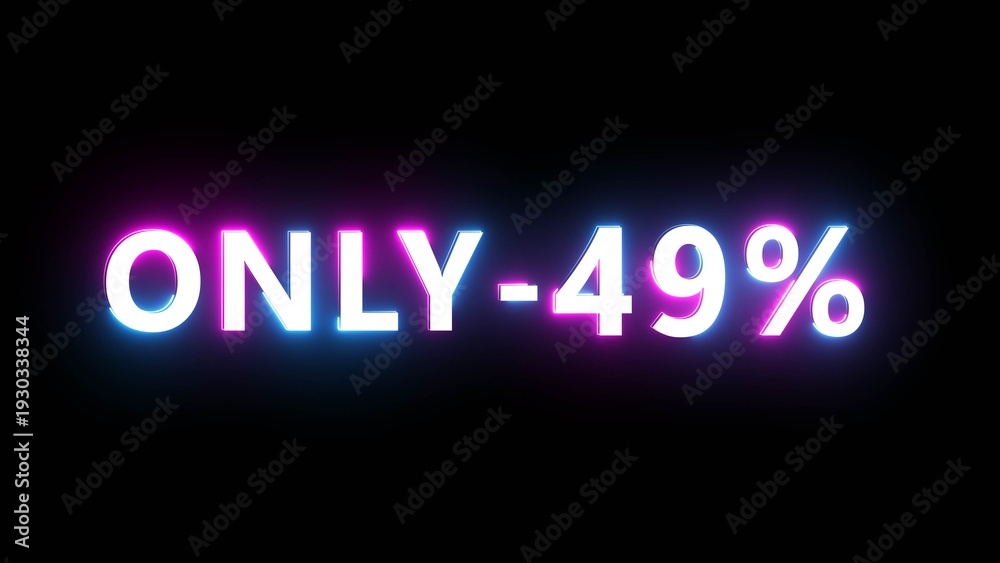 Obraz premium Neon effect percentage offer illustration. Neon discount text number on black background.