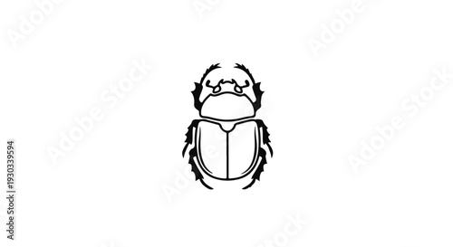 Detailed outline illustration of a scarab beetle on a white background