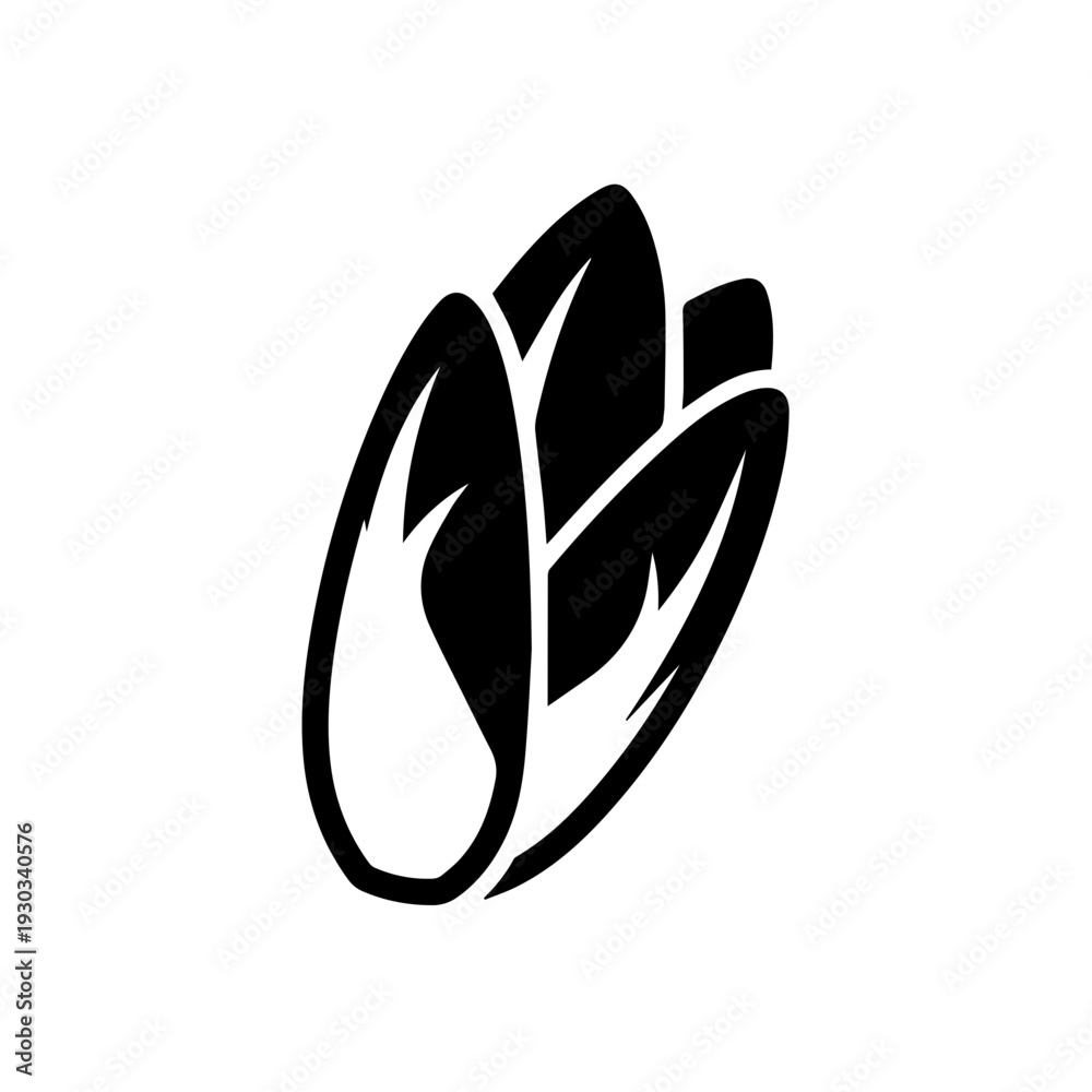 Naklejka premium Abstract geometric design resembling a stylized leaf or organic form in black and white