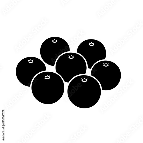 Seven black bowling balls arranged in a triangular formation on a plain background