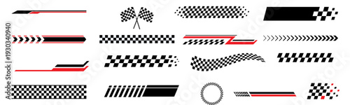 Collection of Racing and Speed-Related Graphic Elements. Racing Stripe Vector Set. Vector Illustration