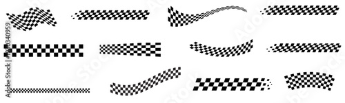 Racing stripe and checkered flag design vector set. vector illustration