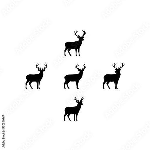 Four elegant deer silhouettes arranged in a balanced composition against a plain background