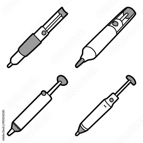 four soldering iron suction cups, customizable lines