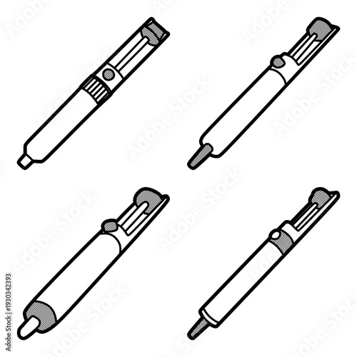 four soldering iron suction cup vectors, customizable lines
