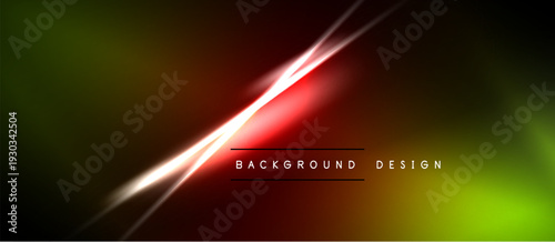 Abstract background features vibrant gradients. Red, green hues blend with bright light streaks. Modern design element for digital projects.