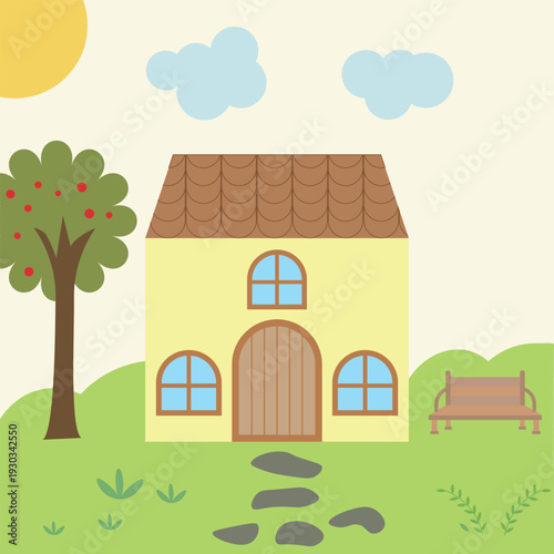 Cartoon House Illustration Vector Design