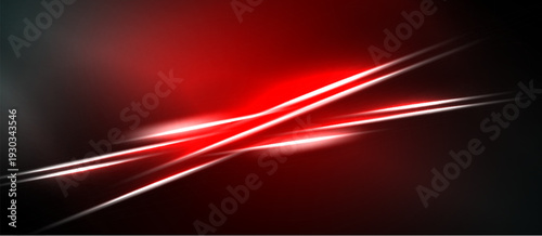 Abstract red lines intersect dark background. Dynamic composition creates energy, modern aesthetic. Bright streaks suggest speed, motion.