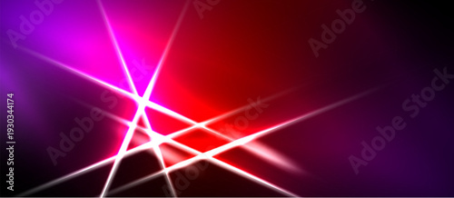 Vibrant abstract background. Bright lines intersect, creating dynamic energy. Red, purple hues dominate composition. Modern design element.