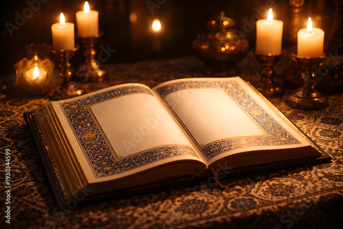 Islamic Still Life Quran Tasbih Attar Prayer Beads Candle Ramadan Setup